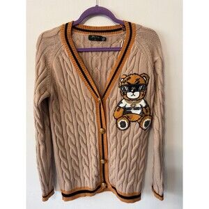 BALBOA HARDY HARDY BRAVE BEAR CABLE CARDIGAN M/l NWOT